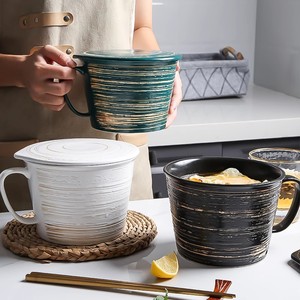 Cuenco <span class=keywords><strong>de</strong></span> fideos <span class=keywords><strong>de</strong></span> avena y ternera <span class=keywords><strong>de</strong></span> gres japonés para el hogar, cuenco <span class=keywords><strong>de</strong></span> ramen instantáneo, taza <span class=keywords><strong>de</strong></span> fideos <span class=keywords><strong>de</strong></span> cerámica instantánea con tapa - Product Image 4