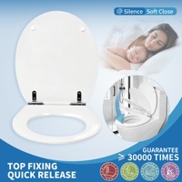 Siège de toilette carré en MDF ultra fin blanc brillant de 18 pouces avec peinture à effet de frisure