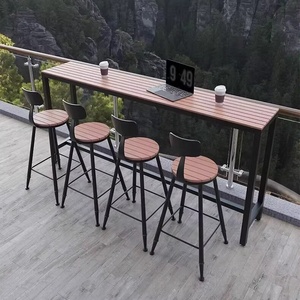 Gỗ Hiện Đại Chân Cao Ngoài Trời Cao Bàn Thanh Và 4 Ghế Trang Trí Nội Thất Patio Ngoài Trời Dài Bảng Cho Nhà Bếp Ăn Sáng Thanh - Product Image 1