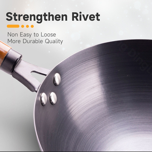 Wok para Saltear <span class=keywords><strong>de</strong></span> <span class=keywords><strong>Hierro</strong></span> Forjado con Mango <span class=keywords><strong>de</strong></span> Madera y Acabado Profundamente Nitrurado - Product Image 6