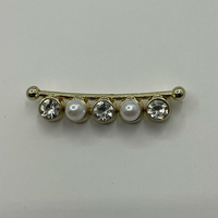 Broche en métal incurvé avec perles de cristal alternées, finition or poli écologique, accessoires de couture personnalisés pour vêtements