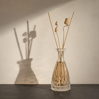 Bouteille diffuseur à roseaux en verre transparent gaufré de 150 ml, récipient vide pour aromathérapie, logo personnalisé pour la décoration de parfums d'intérieur