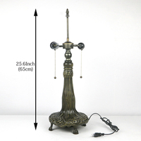 Lampe de table LED LongHuiJing 20 pouces avec motif floral en verre coloré, style européen pour salon