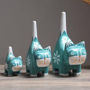 Ensemble de vases en céramique en forme de famille de chats, style scandinave, décoration de table de salon, lot multi-pièces - Product Image 2