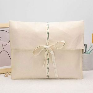 Wholesale Custom Logo Letterpress Printed Beige <b>Canvas</b> Classic Envelope Cosmetic <b>Packing</b> Tie Perfume Hair Handbag Dust Bag - Product Image 2