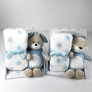 Sıcak satış hayvan ayı köpek fil peluş oyuncak bebek battaniyesi ile - Product Image 4