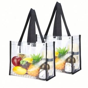 Bolsa de Mano de PVC Transparente Grande Personalizada, Bolsa de Compras Impermeable de PVC, Bolsa de Playa de Vinilo, Bolsa de PVC Transparente Portátil - Product Image 3