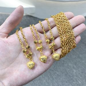 Jxx <b>Fashion</b> Women's 24K Gold Copper Necklace Bead Chain Heart Link Chain with Claw Setting Classic Style Cute Brass Jewelry - Product Image 6