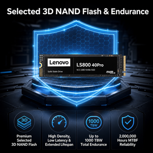 SSD interne Lenovo LS800 40Pro PCIe 4.0 X4 M.2 NVMe 1 To 2 To 4 To 7000 Mo/<span class=keywords><strong>s</strong></span> 3D NAND pour ordinateur de bureau, Ultrabook et jeux - Product Image 2