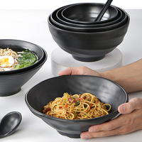 Bol à nouilles en mélamine noire de grande capacité pour restaurant japonais, incassable, pour soupe de ramen et salades