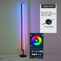 Lampe de sol d'angle en forme de U, LED, style nordique minimaliste, RGB, couleurs variées, en alliage d'aluminium, CRI élevé 80-90, télécommande, lumière à intensité variable