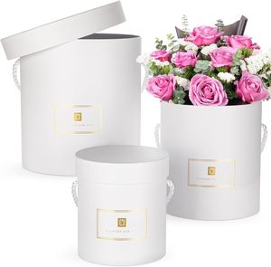 White lidded gift <b>box</b> set, 3-piece <b>round</b> nested gift <b>box</b>, suitable for gift giving, customizable according to needs - Product Image 1