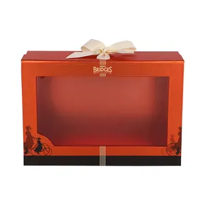 Caja de regalo magnética con logotipo personalizado impreso, caja de regalo con ventana transparente