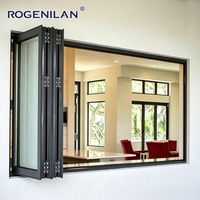 Ventana Plegable de Aluminio con Doble Acristalamiento Low-E, Impermeable, de Rogenilan, Proveedor Chino, Ventanas de Vidrio Plegables Tipo Acordeón para Patio