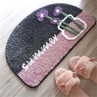 Tapis de bain antidérapant personnalisable petit motif de chrysanthème tapis et tapis brodés semi-circulaires irréguliers pour chambre à coucher