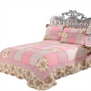 Juego de <span class=keywords><strong>Ropa</strong></span> de Cama Rosa de 3 Piezas, Reversible, 100% Algodón, Bordado, con Diseño Floral Vintage - Product Image 6