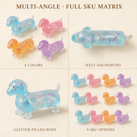 Mainan Squishy Dachshund Berkilau Warna-Warni, Slow Rising TPR, Anjing Sosis Penghilang Stres, Gel Isi, Hadiah Grosir