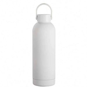 Minimalist White Stainless Steel Vacuum Insulated Water Bottle with Handle for Travel - Product Image 1