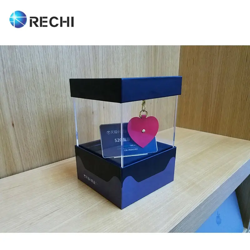 Rechi กล่องของขวัญอะคริลิคที่กำหนดเองสำหรับบัตรของขวัญอะคริลิคของเล่นสะสมกล่องแสดงแม่เหล็ก
