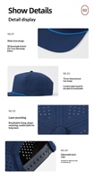 Gorra de Golf Personalizada de 5 Paneles con Visera Plana, Logotipo Impreso, Nylon Deportivo, Perforaciones Cortadas con Láser, Impermeable, Cierre a Presión