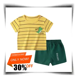 Set Pakaian Anak-anak Set Dua Potong Celana Katun 100% Terlaris Kaus Bayi Anak Laki-laki Perempuan Musim Panas Set Pakaian Anak-anak