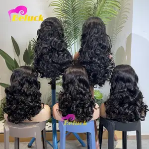 Pelucas de cabello humano Bouncy Curly Rose Ondulado Remy Pelucas de cabello humano para mujeres negras 250 Densidad 13x4 Encaje Frontal Peluca de cabello humano rizado