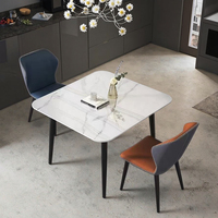 Ensemble de table à manger moderne en métal et pierre italienne avec 2 chaises pour la maison, la villa, l'appartement ou la cuisine, pour la salle à manger d'hôtel