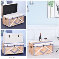 Ensemble de coffres de rangement en bois faits à la main de style européen (3 pièces) pour la décoration de la maison, les vêtements, les aliments, les jouets, l'organisation