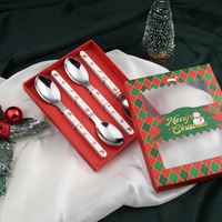 Vente en gros Cadeau de Noël Ensemble de couverts en acier inoxydable Cuillère à café Coffret cadeau de Noël Ensemble couteau cuillère fourchette