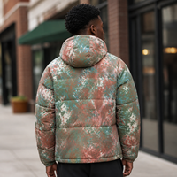 Veste d'hiver matelassée à capuche en nylon imperméable, personnalisable en gros pour OEM, avec imprimé camouflage vintage