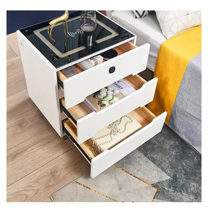 USB Charging Station <strong>Smart</strong> Nightstands Bedroom <strong>Furniture</strong> 3 Drawer White Color Storage Bedside Tables - Product Image 3