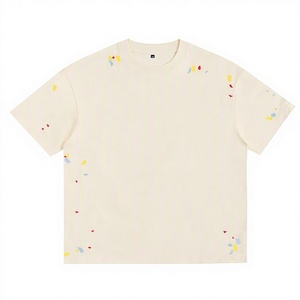 เสื้อยืดผู้ชายสไตล์ดิสเทรส พิมพ์ลายสาดสีทั่วตัว ผ้าฝ้ายออร์แกนิค 100% แบบถัก - Product Image 4