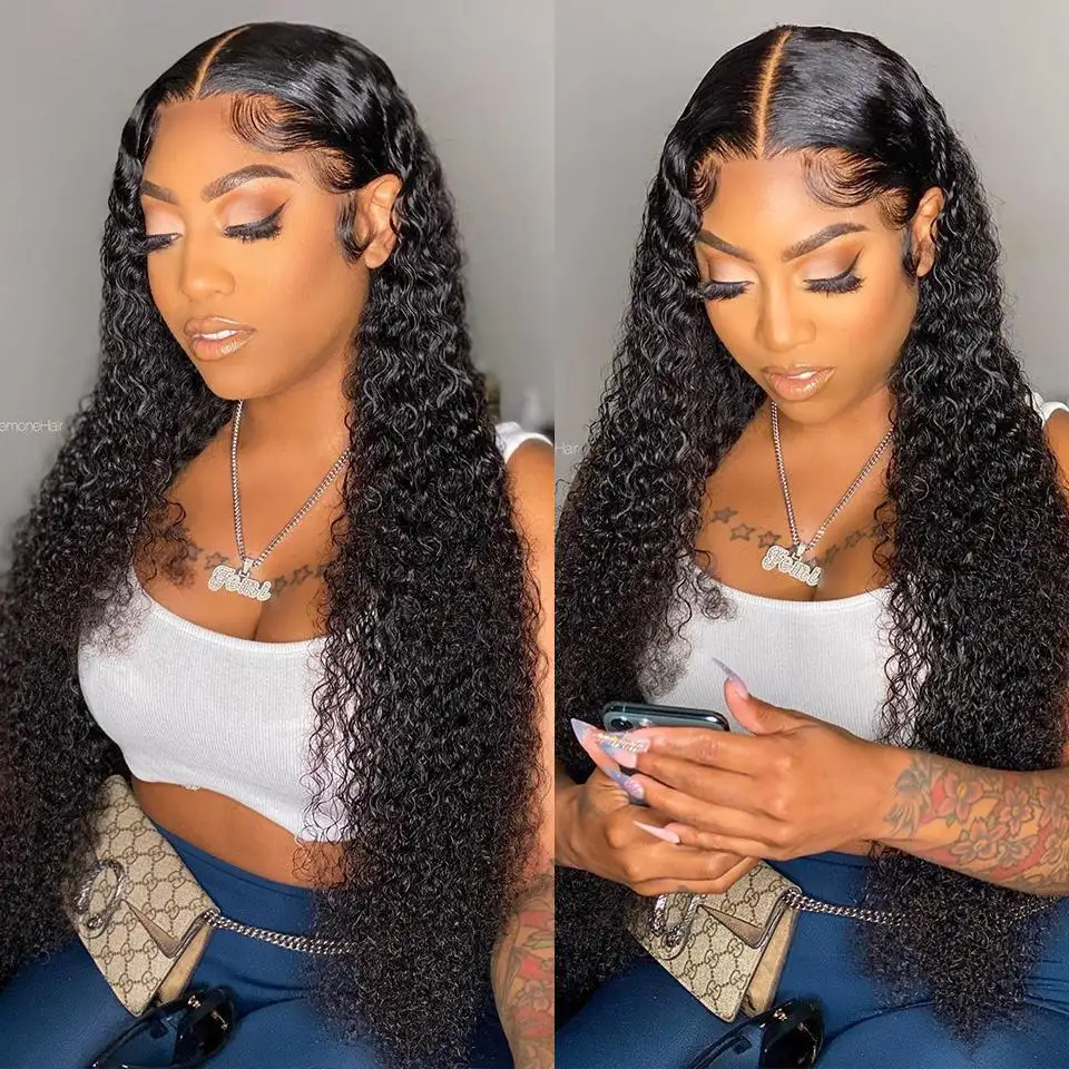 Cheap Price 100% Brazilian Hair 13*4 Frontal Jerry Curly Wigs Human Hair Wholesale Transparent Hd Lace Front Wigs