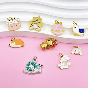 กำไลข้อมือสแตนเลสสตีล 316L ชุบทอง 14k 18k PVD ลายการ์ตูนน่ารักแบบกำหนดเอง DIY พร้อมจี้ห้อยน่ารักๆ สำหรับสร้อยข้อมือและสร้อยคอ - Product Image 2