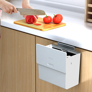 Pressure Ring Cabinet Door Hanging Trash Can Slide Open and Close Cover Waste Bin Square Zhongshan Plastic Products Kitchen Bin