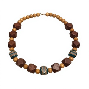 Collier en bois perlé géométrique unique, fait main, design bohème, haute qualité, bijoux unisexes, cadeau pour femme - Product Image 2