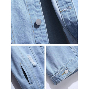 เสื้อกั๊กยีนส์วินเทจผู้ชายแบบรักษ์โลก ตกแต่งด้วยหมุดโลหะ ราคาประหยัด พร้อมโลโก้สั่งทำได้ - Product Image 5