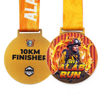 Médaille personnalisée en métal 3D 21K or robuste avec ruban détachable pour les finalistes de marathon, les événements caritatifs et les jours sportifs scolaires