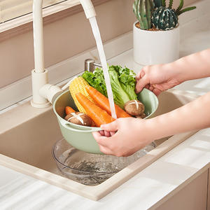 Panier égouttoir double couche en plastique pour cuisine domestique, pour laver les légumes et les fruits, à utiliser sous l'évier - Product Image 1