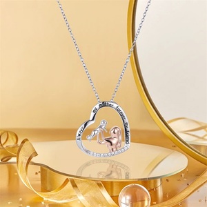 Aivenchy ciondolo donna in argento Sterling 925 di lusso catena da 16 pollici con cuore romantico e zircone CZ per regalo - Product Image 2