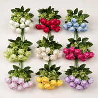 YM 10 Köpfe Künstliche Rosenblumen-Bouquet Seidenrosen mit Echtgefühl für Hochzeit, Heimdekoration, Großhandel, Büro und Zuhause
