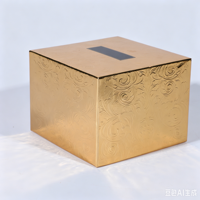 Boîte cadeau rigide en papier doré haut de gamme personnalisée avec gaufrage et couvercle à fenêtre noire scintillante pour bougie