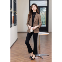 Veste de costume pour femme MIER XW1729, taille plus, anti-rides, en laine/viscose unie, avec fermeture à un bouton