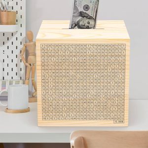 Hucha Digital de Madera de 18 cm para Almacenamiento de Dinero en Efectivo y Monedas, Desafío de Ahorro Doméstico - Product Image 1