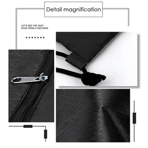 Hot Sale Custom Logo Waterproof Gym Black Blank Polyester Drawstring Bag Sport Knapsack Drawstring <b>Backpack</b> with Zipper Pocket - Product Image 4