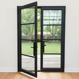Puerta Exterior Francesa de Acero Negro WLS de 61x81 Pulgadas, Vidrio Templado de Doble Panel de 5/<span class=keywords><strong>8</strong></span>\", Aislamiento Térmico para Entrada de Apartamentos y Uso en Hoteles - Product Image 2