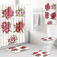 Imprimé 3D Rideau De Douche, Floral Ensemble de Rideau de Douche Avec Tapis de Sol Lavable Personnalisé Rideaux de Douche