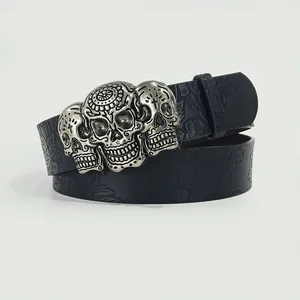 Ceinture rétro pour hommes et femmes, style bohème, punk rock, Y2K, à fleurs en relief, avec boucle en cuivre, pour un usage décontracté - Product Image 3