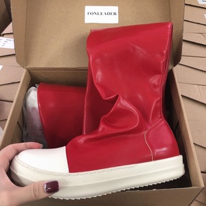 Nouvelles bottes plates pour femmes en cuir souple rouge/rose, à hauteur de genou, pour l'automne 2025 - Product Image 6