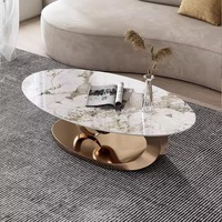 Petite Table Basse Rétro Moderne de Luxe en Métal Portable Style Nordique Centre Mobile Convertible Verre Marbre pour Salon